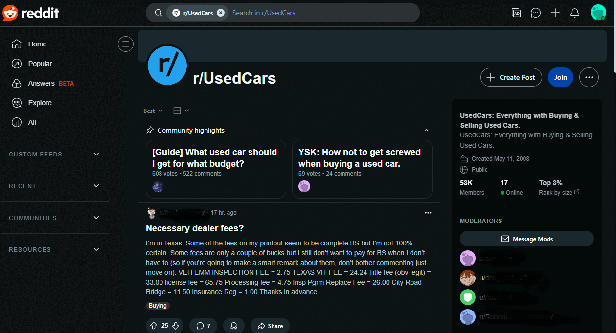 Reddit post