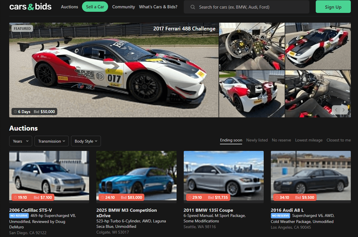 Cars and Bids